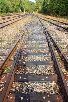 railroad going to the perspective of sunny days.