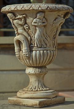 vase with carved decorations, close up