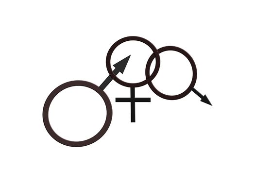 Biological Character Man, Woman, Man.Cuckold Logo Symbol Tattoo in Black - Sexy Cuckolding.
