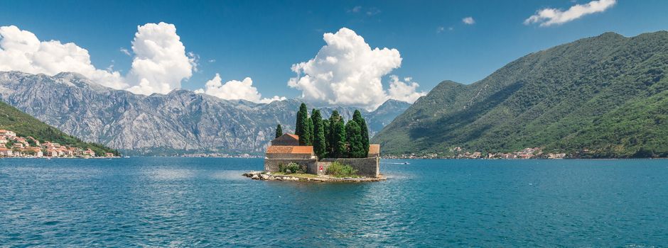 Island of Saint George in the Bay of Kotor, Montenegro,  in a sunny summer day