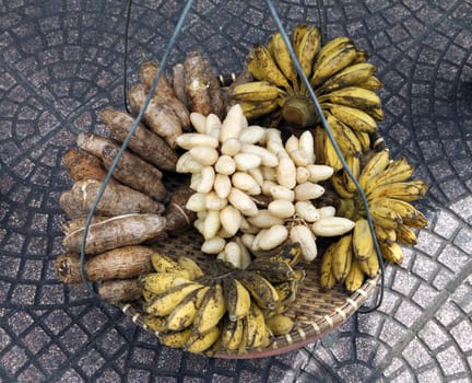 Fruit basket of a street vendor in Vietnam