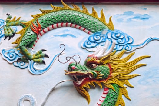 Dragon sculpture decoration of a temple in Vietnam