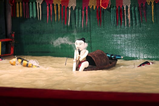 SAIGON, VIETNAM - JANUARY 05, 2015 - Traditional vietnamese water puppet theater