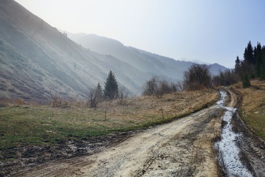 Country road in mountain area of Europe