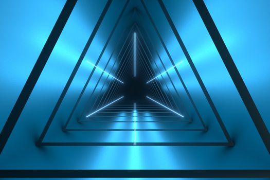 Computer digital drawing, white background, triangle tunnel