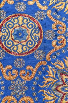 Close-up of traditional colorful vietnamese textile scarf