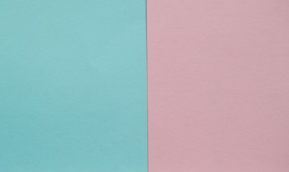 Blue and pink pastel color paper geometric flat lay two backgrounds side by side.