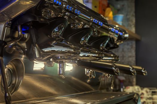 modern professional coffee machine in the bar