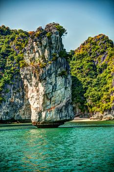 Vietnam Halong Bay beautiful sunset landscape background