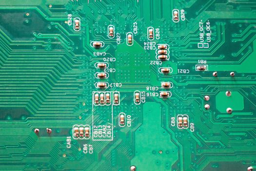 close-up microcircuit, green pc motherboard, modern technologies