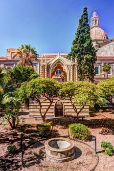 Cloister of the Benedictine Monastery of San Nicolo l'Arena in Catania, Sicily, Italy, - a jewel of the late Sicilian Baroque style.