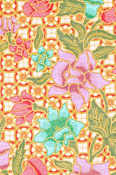 Close up texture of the beautiful of art Thai Batik Pattern.