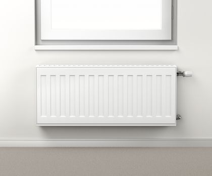 Heating radiator in the room mounted under the window 