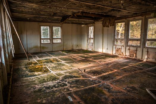 Devastated room in an abandoned building