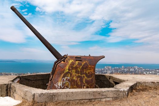 Tools and strengthening the battery 198 on the hill Refrigerator in Vladivostok, Russia.