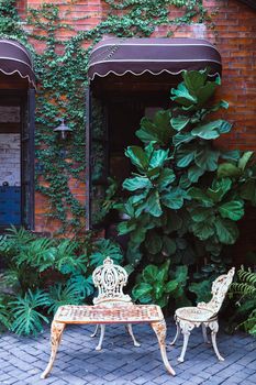 Old vintage furniture in garden