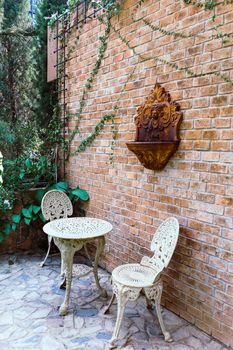 Old vintage furniture in garden