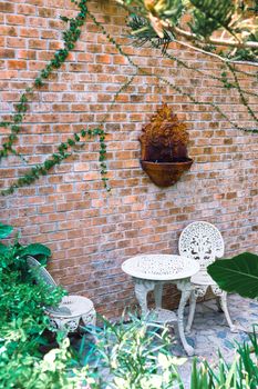 Old vintage furniture in garden