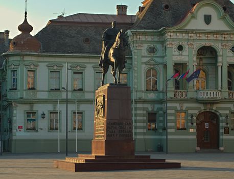 ZRENJANIN, SERBIA, OCTOBER 14th 2018 - Monument of King Peter at the main square