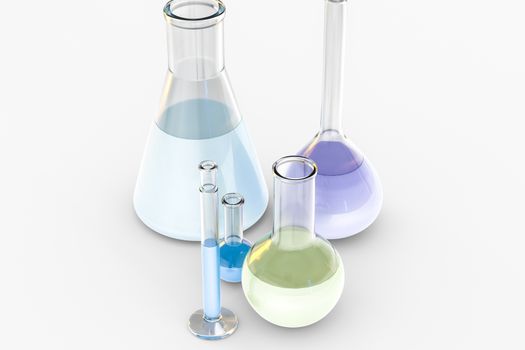 3d rendering, Chemical vessels in the laboratory, computer digital image
