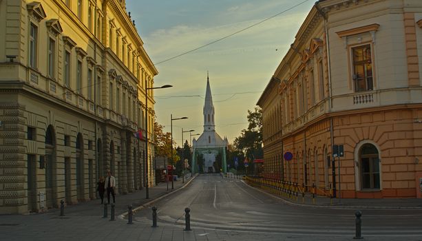 ZRENJANIN, SERBIA, OCTOBER 14th 2018 - Street leading to catholic church