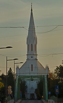 ZRENJANIN, SERBIA, OCTOBER 14th 2018 - White Catholic church