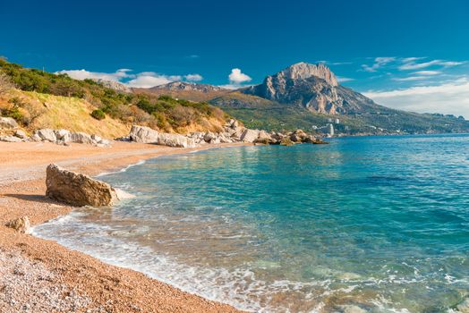 Picturesque sea bay of Laspi in Crimea, Russia