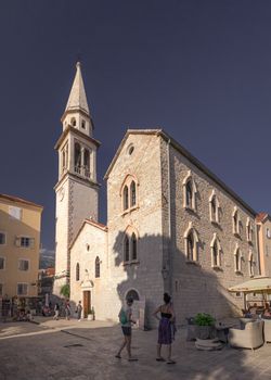 Budva, Montenegro - 07.10.2018.  St. Johns Church in Budva old town on a sunny summer day