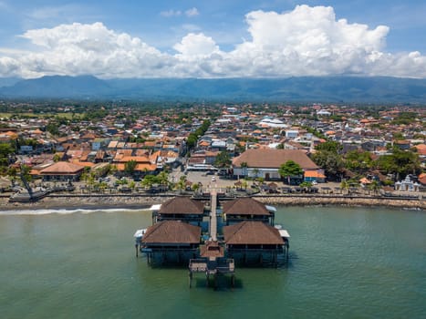 Aerial view of Singaraja and its pier in Bali, Indonesia