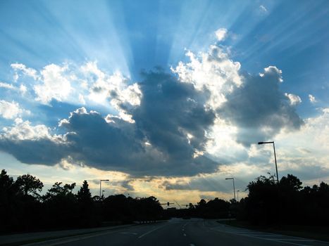 Rays of Sunshine coming out of clouds