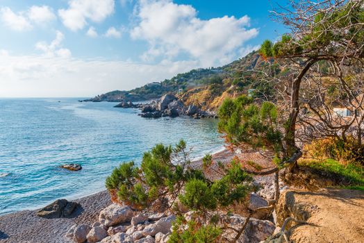 Mountains and the sea - picturesque landscapes on a sunny autumn day