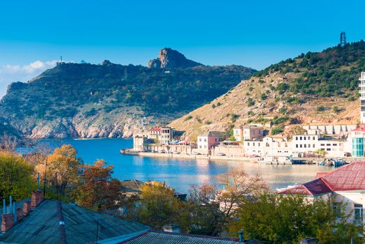 City of Balaklava, view of the bay of the sea on a sunny day, Crimea, Russia