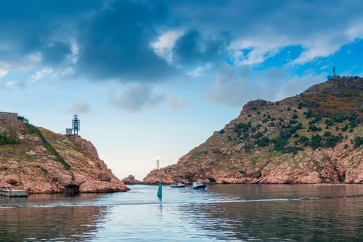 Balaklava bay in the autumn day, beautiful scenery, Russia, Crimea