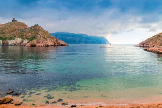 Picturesque Strait of Balaklava Bay in Crimea, Russia