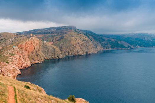 Black Sea and mountains of the Crimean peninsula, Russia, autumn landscape