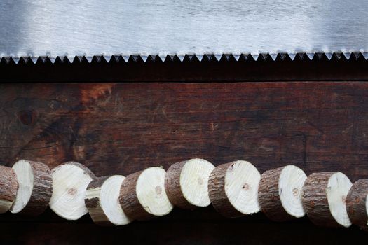 Hacksaw Closeup On Wooden Background