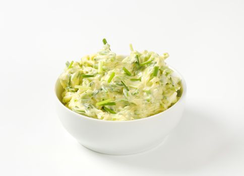 Bowl of homemade chive butter