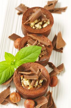 Mini chocolate cakes with hazelnut filling