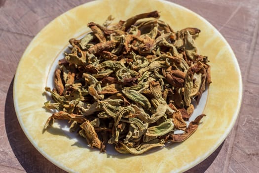 an isolated side view shoot to dried pepper. photo has taken at a village at turkey.