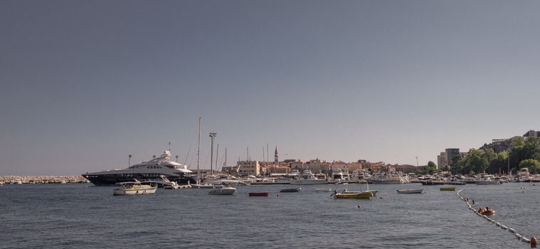 Budva, Montenegro - 07.10.2018.   Boat trip along the coast of the resort of Budva in Montenegro on a sunny summer day