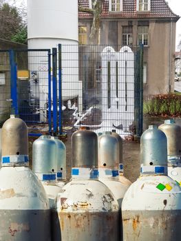 Icy oxygen tank at a hospital