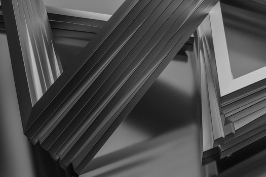 3d rendering, triangle metal framework, industrial background, computer digital background