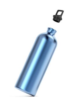 Aluminum sport bottle on white background