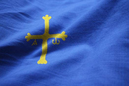 Ruffled Flag of Asturias Blowing in Wind