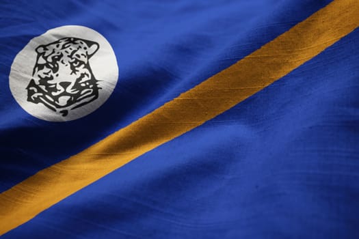 Closeup of Ruffled Bophuthatswana Flag, Bophuthatswana Flag Blowing in Wind