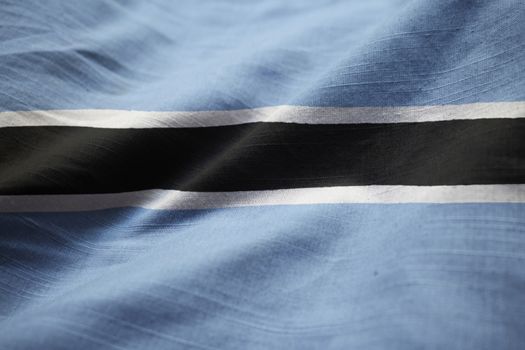 Closeup of Ruffled Botswana Flag, Botswana Flag Blowing in Wind