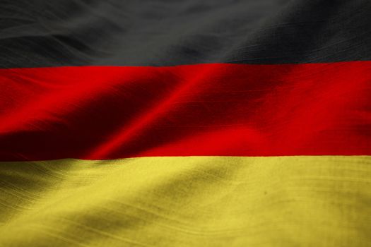 Closeup of Ruffled Germany Flag, Germany Flag Blowing in Wind