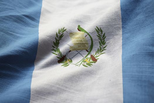 Closeup of Ruffled Guatemala Flag, Guatemala Flag Blowing in Wind