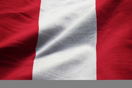 Closeup of Ruffled Peru Flag, Peru Flag Blowing in Wind