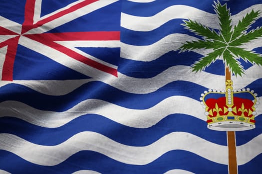 Closeup of Ruffled British Indian Ocean Territory Flag, British Indian Ocean Territory Flag Blowing in Wind